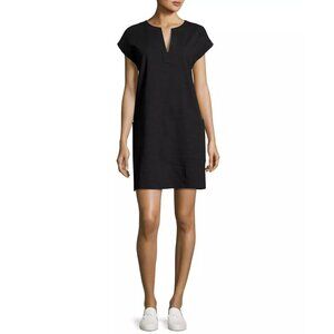 THEORY Saturnina Eco Crunch Wash Linen-blend Shift Dress In Dark Navy - Size 4